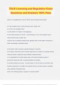 TDLR Licensing and Regulation Exam Questions and Answers 100&percnt; Pass