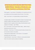 ESTHETICIAN STATE BOARD WRITTEN STUDY GUIDE &lpar;TEXAS&rpar; ~Sanitation&comma; Disinfection&comma; and Safety~ Questions and Answers 100&percnt; Pass