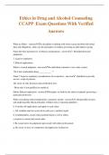 Ethics in Drug and Alcohol Counseling CCAPP Exam Questions With Verified Answers