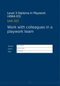 work book for unit 322 for C&G Level 3 Diploma in Playwork (NVQ) (QCF)