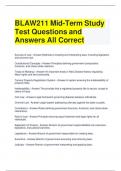 BLAW211 Mid-Term Study Test Questions and Answers All Correct