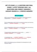 ART 275 EXAM 1&comma; 2&comma; 3&comma; MIDTERM AND FINAL EXAMS &vert; LATEST VERSIONS 2024 &vert; ALL QUESTIONS AND CORRECT ANSWERS &vert; ALREADY GRADED A&plus; &vert; VERIFIED ANSWERS