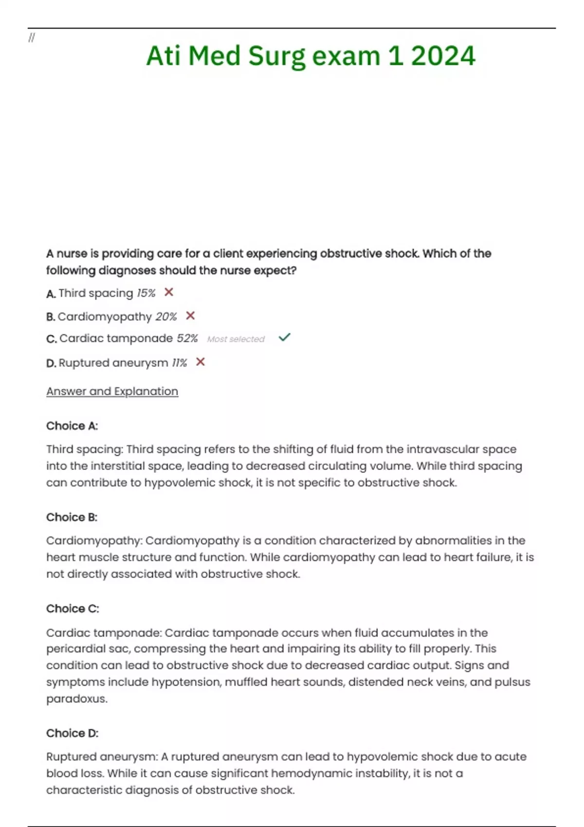 Ati Med Surg exam 1 2024 Questions and Verified Answers with Rationales ...