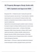 DC Property Managers Study Guide with 100% Updated and Approved 2024