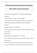 Elevator Mechanics Review Questions with 100&percnt; Correct Answers