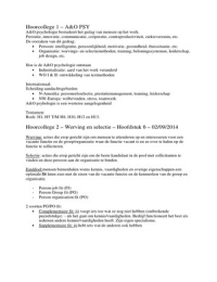 Samenvatting arbeids- en organisatiepsychologie - Hoorcolleges - Jaar 2 - Blok 1 