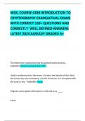WGU COURSE C839 INTRODUCTION TO CRYPTOGRAPHY EXAM(ACTUAL EXAM) WITH CORRECT 150+ QUESTIONS AND CORRECTLY  WELL DEFINED ANSWERS LATEST 2024 ALREADY GRADED A+ 