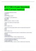 PCT NHA Exam Questions with Correct Answers 