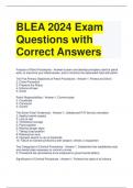 BLEA 2024 Exam Questions with Correct Answers