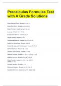 Precalculus Formulas Test with A Grade Solutions 