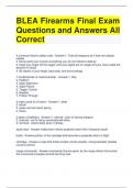 BLEA Firearms Final Exam Questions and Answers All Correct