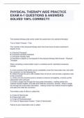 PHYSICAL THERAPY AIDE PRACTICE EXAM A-1 QUESTIONS & ANSWERS SOLVED 100&percnt; CORRECT&excl;&excl;