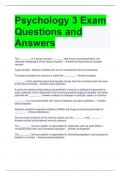 Psychology 3 Exam Questions and Answers 