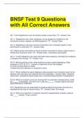 BNSF Test 9 Questions with All Correct Answers