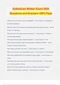Esthetician Written Exam 2024 Questions and Answers 100% Pass