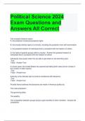 Political Science 2024 Exam Questions and Answers All Correct 