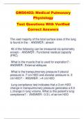 GMS6402: Medical Pulmonary  Physiology Test Questions With Verified  Correct Answers