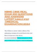 NBME CBSE REAL EXAM 200 QUESTIONS AND ANSWERS LATEST (usmle step 1)MEDICAL EXAMINATION|2024