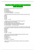 Poultry CDE written test questions with Answers