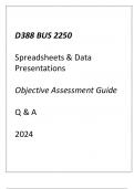 (WGU D388) BUS 2250 Spreadsheets & Data Presentations Objective Assessment Guide Q & A