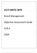 (WGU D177) MKTG 3870 Brand Management Objective Assessment Guide Q & A 2024.