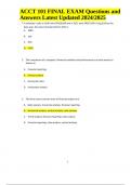 ACCT 101 FINAL EXAM Questions and Answers Latest Updated 2024/2025 | Graded.