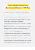 Claims Adjuster Florida Exam Questions and Answers 100% Pass