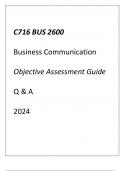 (WGU C716) BUS 2600 Business Communication Objective Assessment Guide Q & A 2024.