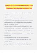 Florida 2-15 Insurance License Exam Questions and Answers 100% Pass