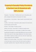 Property & Casualty Policy Provisions & Contract Law 24 Questions with 100% Correct