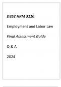(WGU D353) HRM 3110 EMPLOYEMENT & LABOR LAW FINAL ASSESSMENT GUIDE Q & A 2024