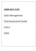 (WGU D099) BUS 3130 Sales Management Final Assessment Guide Q & A 2024.