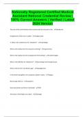 Nationally Registered Certified Medical Assistant National Credential Review &vert; 100&percnt; Correct Answers &vert; Verified &vert; Latest 2024 Version