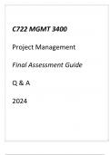 (WGU C722) MGMT 3400 Project Management Final Assessment Guide Q & A 2024(WGU C722) MGMT 3400 Project Management Final Assessment Guide Q & A 2024