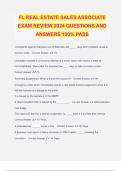 FL REAL ESTATE SALES ASSOCIATE EXAM REVIEW 2024 QUESTIONS AND ANSWERS 100% PASS