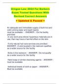 Oregon Law 2024 For Barbers Exam Tested Questions With  Revised Correct Answers > Updated & Passed <