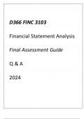 (WGU D366) FINC 3103 FINANCIAL STATEMENT ANALYSIS FINAL ASSESSMENT GUIDE Q & A