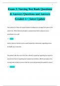 Exam 3: Nursing Test Bank Questions  & Answers Questions and Answers  Graded A+ | latest Update