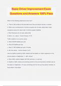 Basic Driver Improvement Exam Questions and Answers 100% Pass