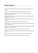 Brake System Exam 2024&sol;2025 Questions & Answers Already Graded A&period;