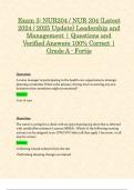 Exam 3: NUR204 / NUR 204 (Latest 2024 / 2025 Update) Leadership and Management | Questions and Verified Answers 100% Correct | Grade A - Fortis