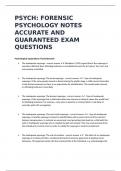 PSYCH: FORENSIC PSYCHOLOGY NOTES ACCURATE AND GUARANTEED EXAM QUESTIONS