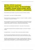 NCMA CPCM Contract Management Body of Knowledge (CMBOK) EXAM QUESTIONS WITH GUARANTEED CORRECT ANSWERS