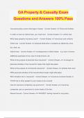 GA Property & Casualty Exam Questions and Answers 100&percnt; Pass