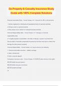 Ga Property & Casualty Insurance Study Guide with 100% Complete Solutions