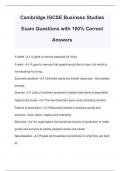 Cambridge IGCSE Business Studies Exam Questions with 100&percnt; Correct Answers