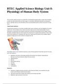 BTEC Applied Science Biology Unit 8&colon; Physiology of Human Body System &lpar;VERIFIED&rpar;