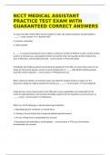NCCT MEDICAL ASSISTANT PRACTICE TEST EXAM WITH GUARANTEED CORRECT ANSWERS