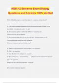 HESI A2 Entrance Exam Biology Questions and Answers 100% Verified