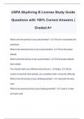 USPA Skydiving B License Study Guide Questions with 100% Correct Answers | Graded A+